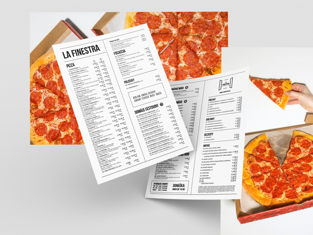 Menu pre pizzériu La Finestra