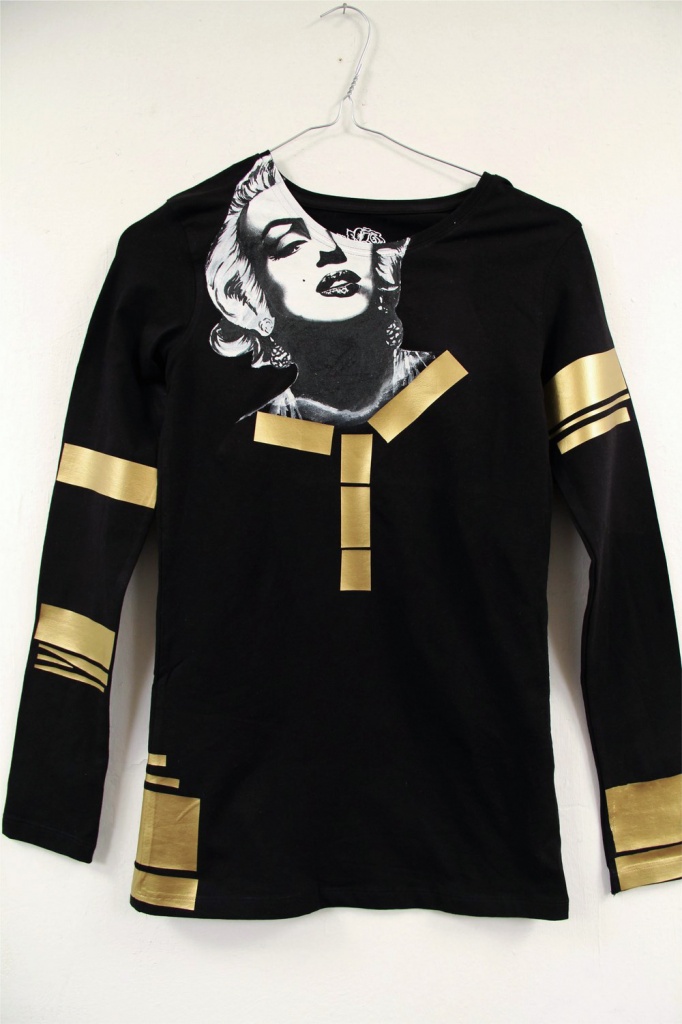 Ručne maľované tričko Marilyn Monroe zlaté